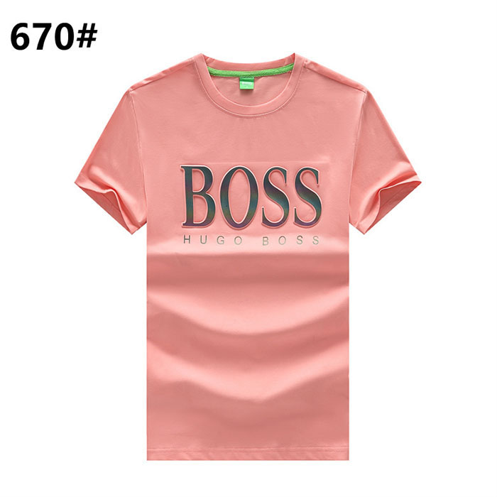 BOSS Fashion Casual Summer Short sleeve T-shirt-Pink-619140