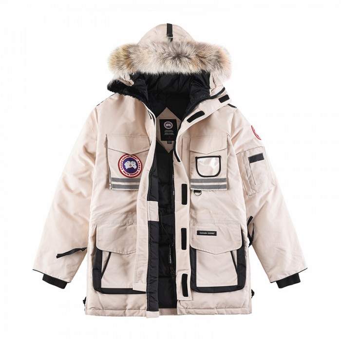 Canada Goose Winter Down Jacket Hooded Parka Down Jacket -Beige-6328144