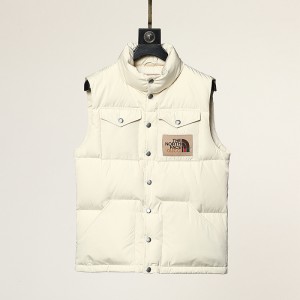 Collaboration The North Face X GUCCI Winter Sleeveless vest Down Jacket Hooded Sleeveless vest Down Jacket -All White-4513491