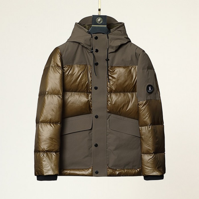 Burberry Winter Down Jacket Parka Hooded Down Jacket -Brown-9832950