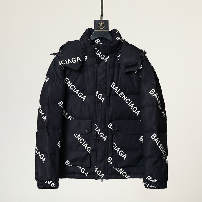 Collaboration GUCCI X Balenciaga Winter Down Jacket Parka Hooded Down Jacket -Black-6233559