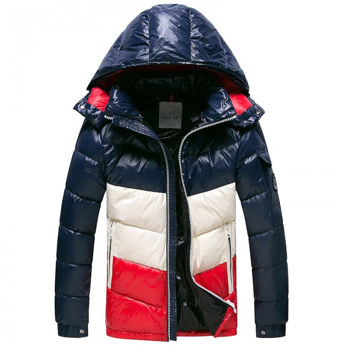 Moncler Winter Down Jacket Parka Hooded Down Jacket -Navy Blue/Red-7880372