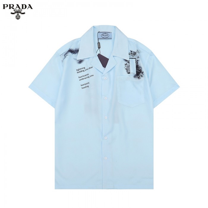 Prada Fashion Casual Summer Short sleeve T-shirt-Blue-312729