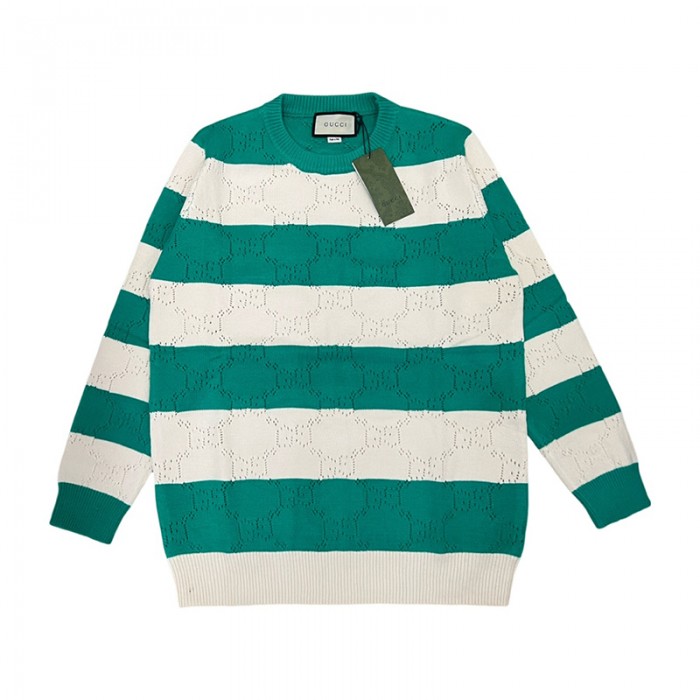 Gucci Knitted Sweater Long Sleeved Sweater-White/Green-630231