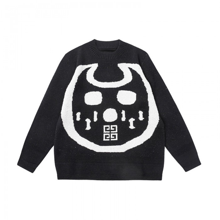 GIVENCHY Knitted Sweater Long Sleeved Sweater-Black/White-2855642