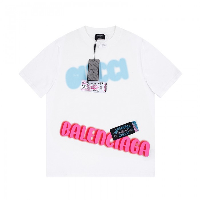 GUCCI X Balenciaga Fashion Casual Summer Short sleeve T-shirt-White-497539