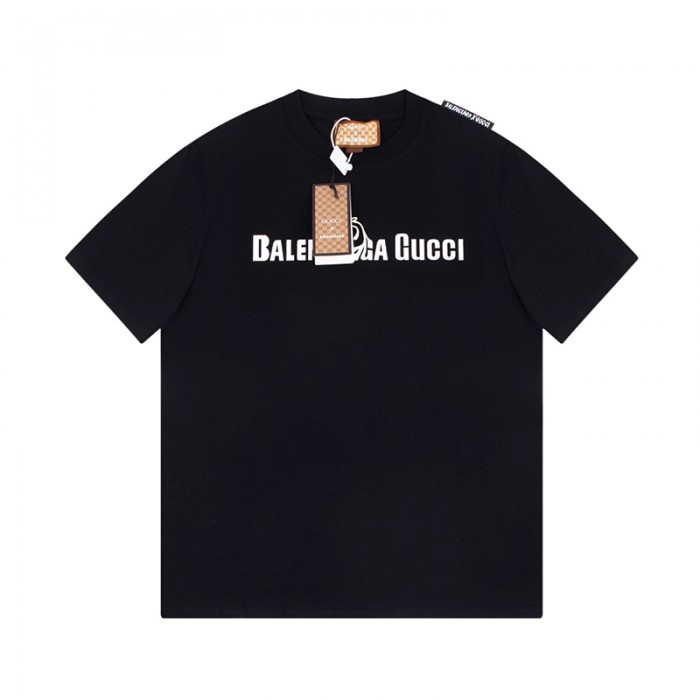 GUCCI X Balenciaga Fashion Casual Summer Short sleeve T-shirt-Black-8338467