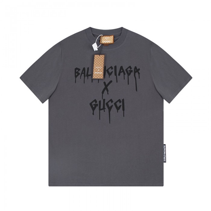 GUCCI X Balenciaga Fashion Casual Summer Short sleeve T-shirt-Gray-8396421
