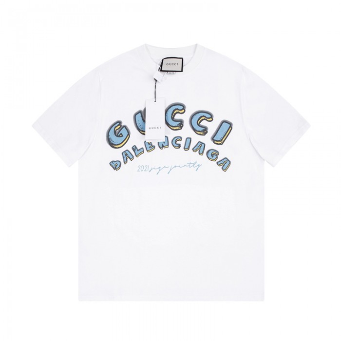 GUCCI X Balenciaga Fashion Casual Summer Short sleeve T-shirt-White-5343397